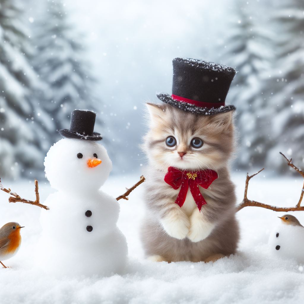 Милые открытки котенок с добрым утром   сборка 2024 за зиму 09