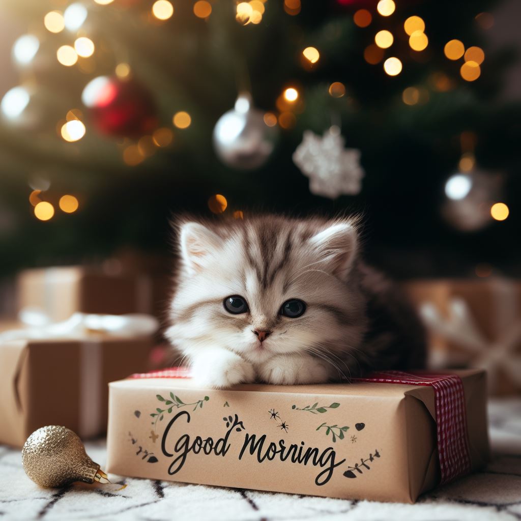 Милые открытки котенок с добрым утром   сборка 2024 за зиму 21