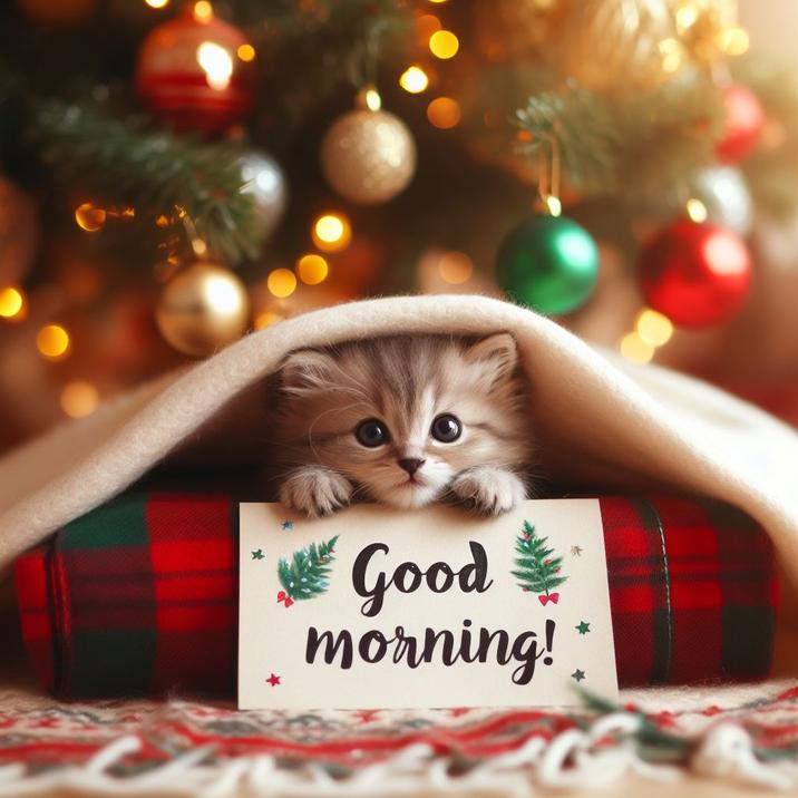 Милые открытки котенок с добрым утром   сборка 2024 за зиму 27