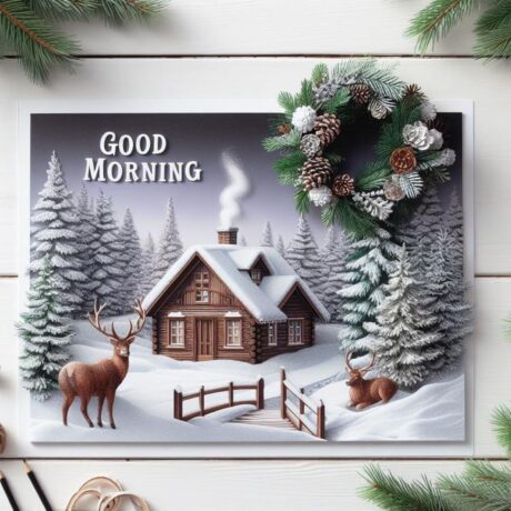 Новые красивые открытки с добрым утром зимы 2024 10