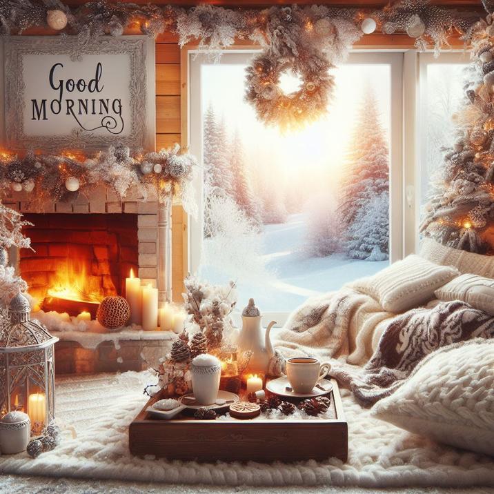 Свежие открытки живые с добрым утром Зима 12