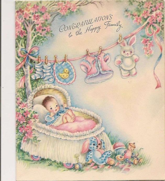 Милые открытки с рождением ребенка девочки 03