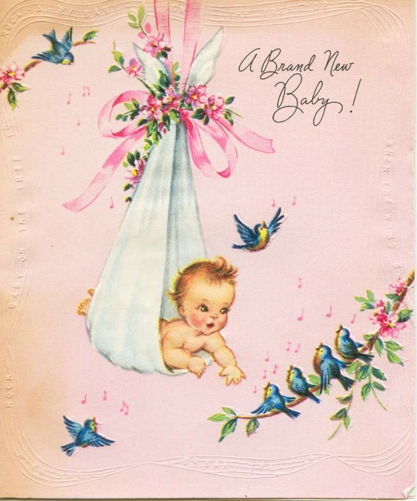 Милые открытки с рождением ребенка девочки 07
