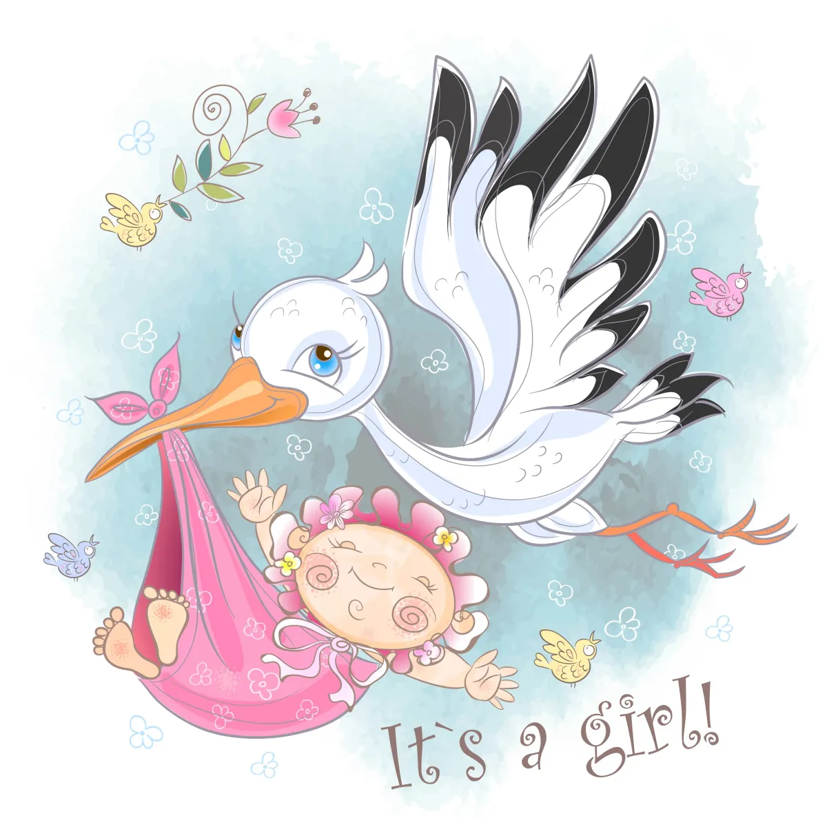 Милые открытки с рождением ребенка девочки 13